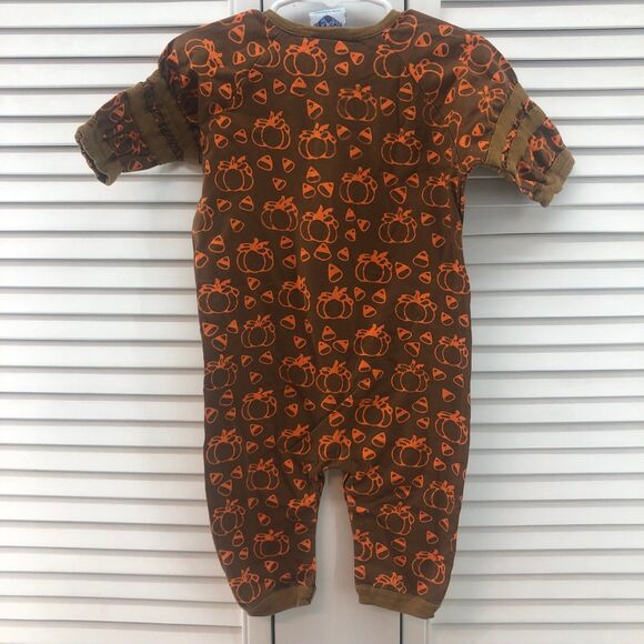 Brown 6M candy corn & pumpkin Romper - Picture 6 of 6